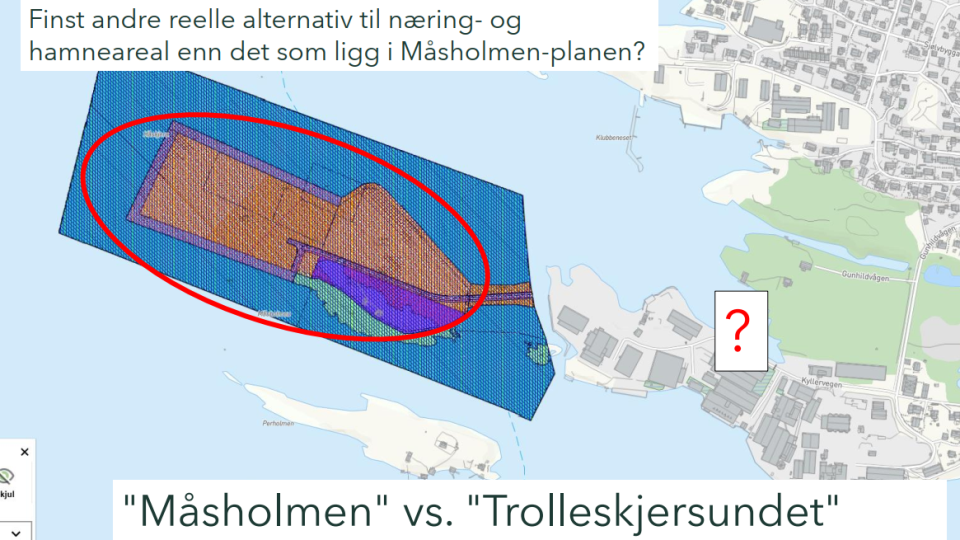Lenkje til artikkel: Plan- og miljøutvalet fekk presentert Trolleskjæret som alternativ til Måsholmen