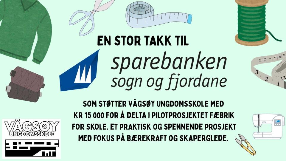 Lenkje til artikkel: 15 000 kroner til berekraftsprosjekt ved Vågsøy ungdomsskule