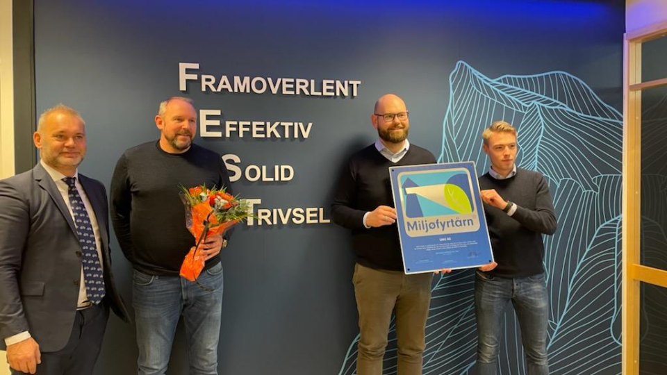 Lenkje til artikkel: UNU AS frå Måløy får utmerkinga "Miljøfyrtårn"